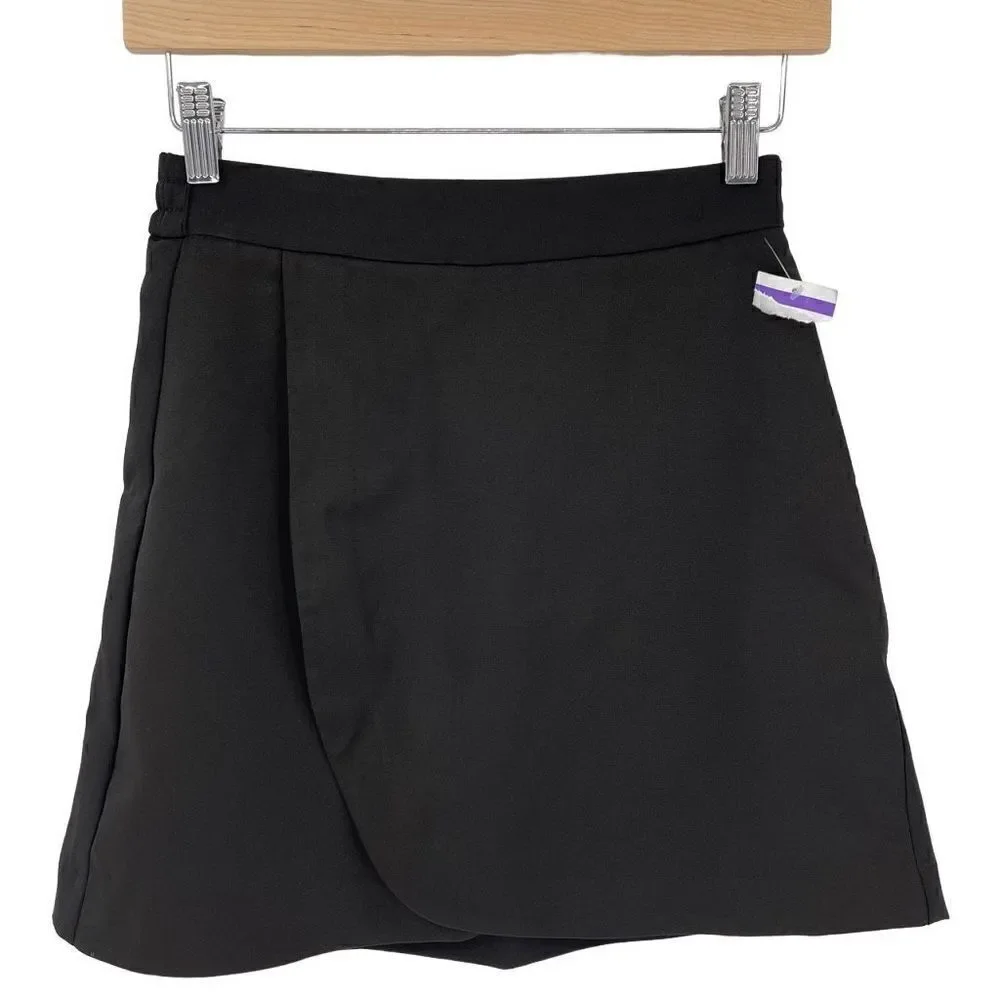 Vero Moda Dani Tulip‎ High Waisted Mini Skirt Lined Elastic Waist Black Women 2